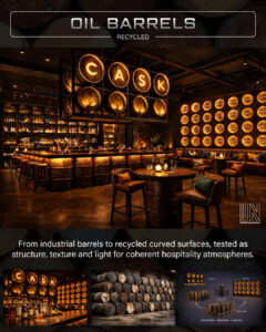 Oil Barrels: from Logistics Yard to Spatial Rhythm (Thailand Hospitality Interiors)