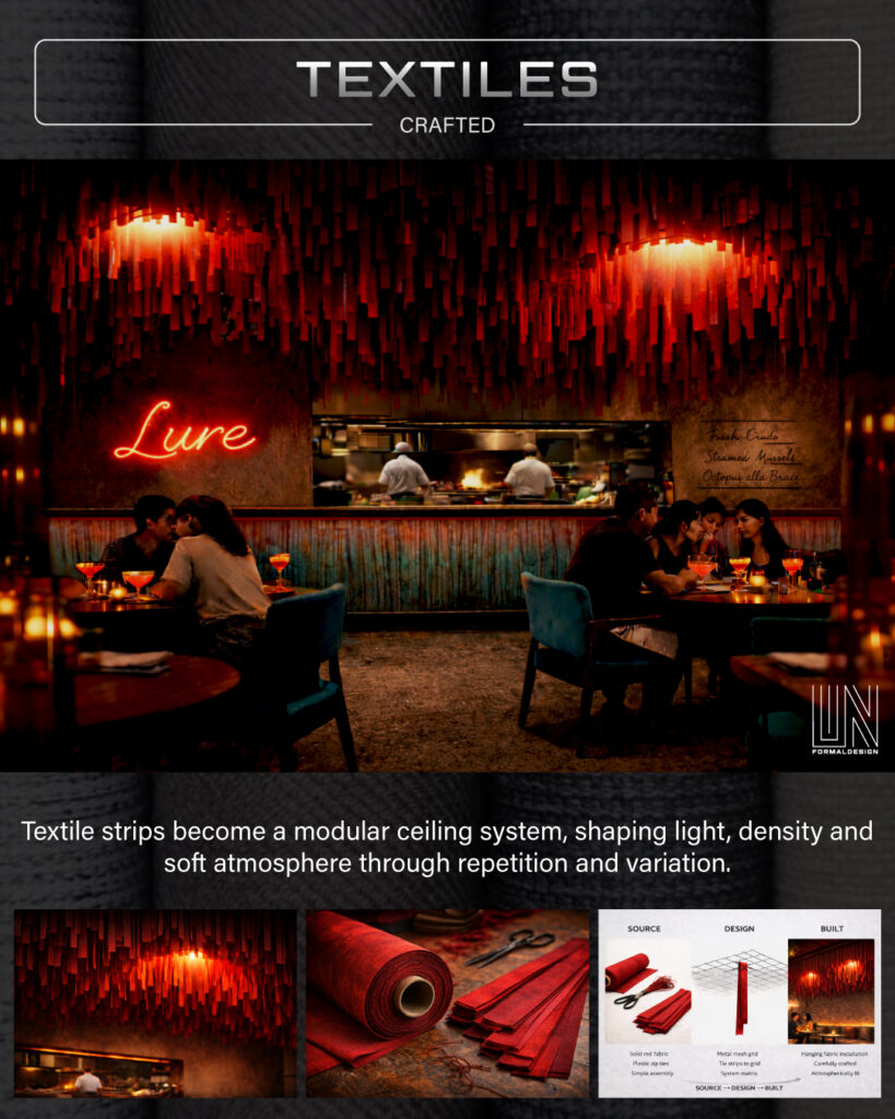 Textile Gradient Ceiling for Experiential Interior Design
