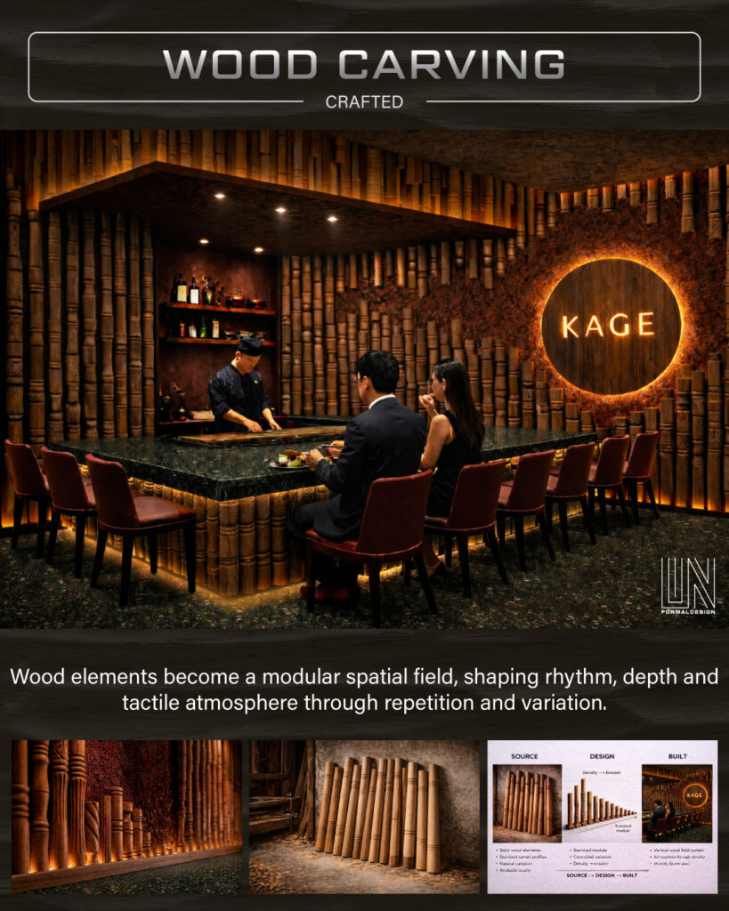 Vertical Wood Field System for Hospitality Interior Design